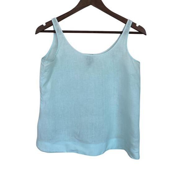 Eileen Fisher Scoop Neck Mint Green Linen Tank Top - Size XS - Picture 2 of 4